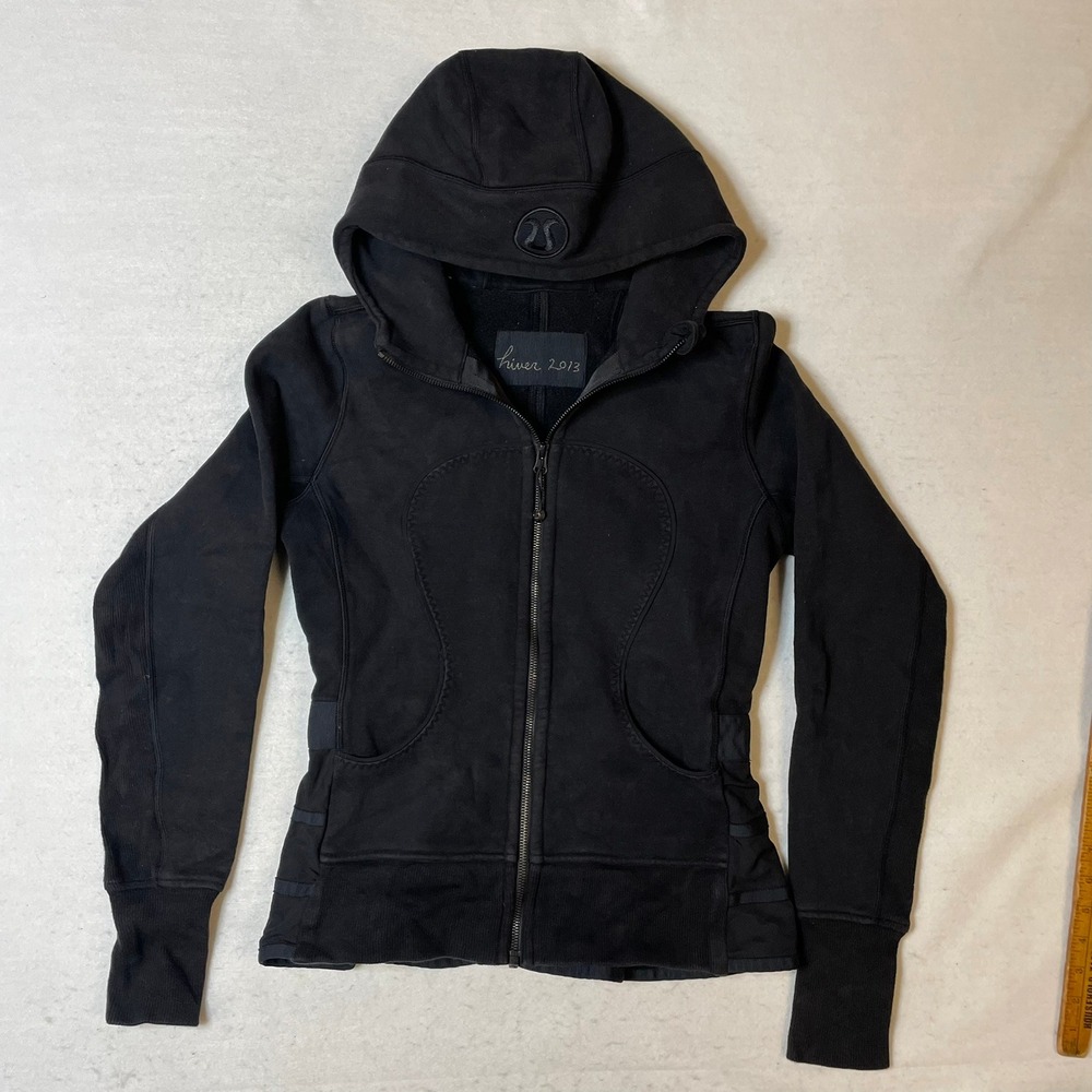 Lululemon Scuba Hoodie Black Full Zip Jacket Women's Size 6 Athleisure